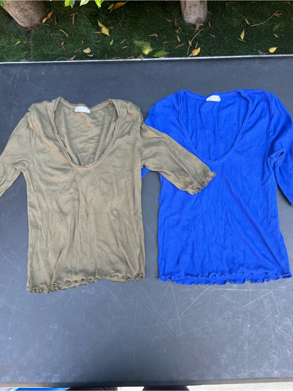 Free people Lightweight Scoop Neck Tops in Olive and Royal Blue